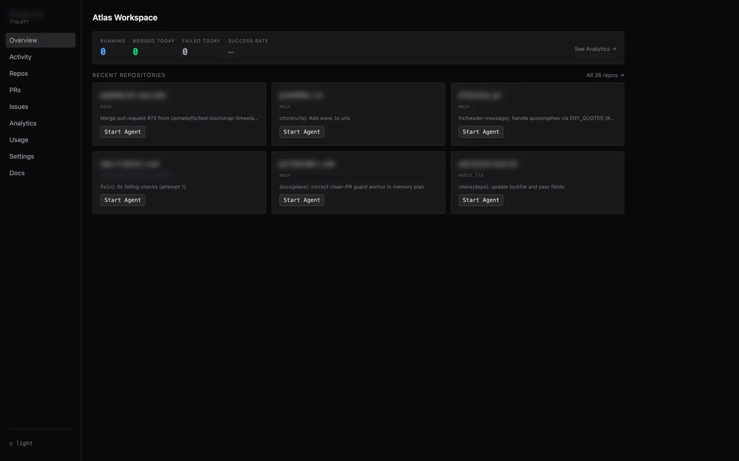 AI-SDLC overview dashboard: workspace-wide run summary